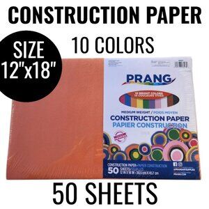 NEW Prang 10 Colors Construction Paper Medium Weight 50 Sheets 12"x18" P6507 Sch